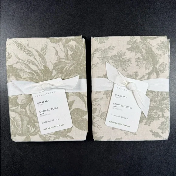 NWT (2) 26”x20” Pottery Barn Sorrel Toile Comforter Shams/Standard Pillowcases - Picture 7 of 9